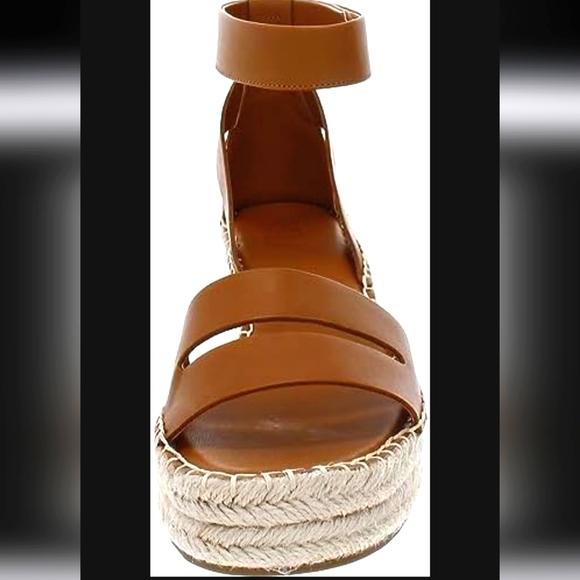 NWT Franco Sarto Callia Genuine Leather Espadrille Wedges in Caramel - Picture 4 of 5